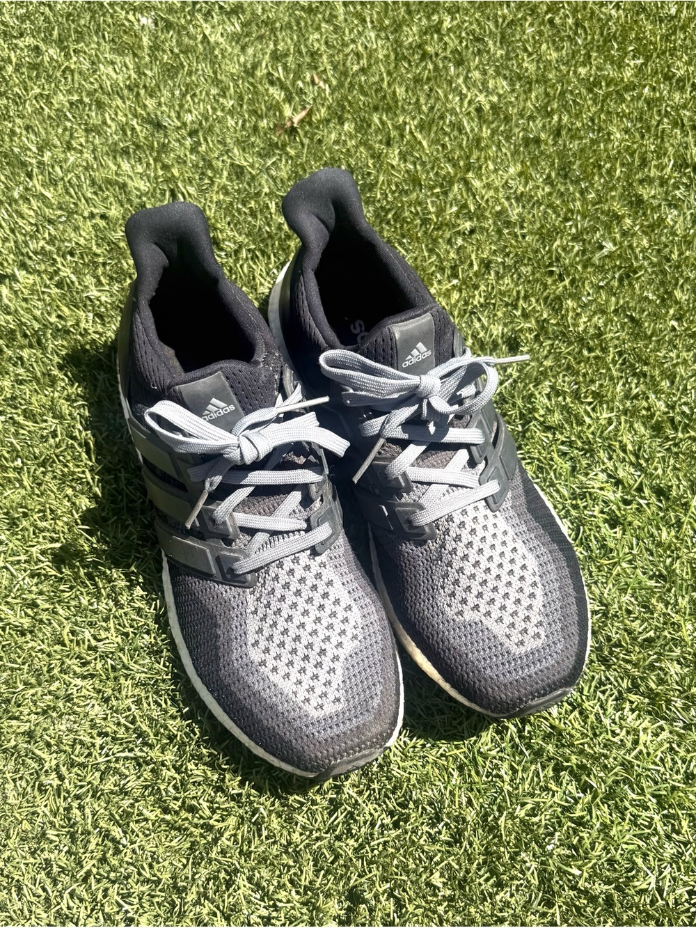 Men’s Adidas Ultra Boost Black and Gray Athletic Running Shoes